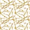 Gold barbed wire seamless pattern. jewelry background. luxury illustration