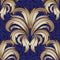 Gold Baroque 3d seamless pattern. Vector surface damask backgrou