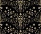 Gold Baroque seamless pattern on a black background.