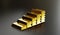 Gold bars are arranged in higher layers to communicate the higher value of gold, with investments, savings and financial success