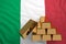 Gold bars on flag Italy
