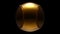 Gold baseball ball isolated on black background.