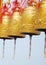 Gold bells at Chinese temple in Thailand.