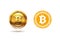 Gold Bitcoin coin Logo design. Fintech Blockchain Logotype Flat