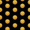 Gold Bitcoin coins seamless Pattern. Digital internet currency, vector background