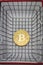Gold Bitcoin is a cryptocurrency and worldwide payment, Bitcoin, Ethereum, Litecoin in iron shopping basket, Virtual
