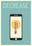 Gold bitcoin down with mobile phone . business finance. Growth, economy, investment and technology,Leadership concept, Minim