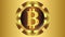 Gold bitcoin on golden gradient