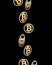 Gold bitcoins falling against black background. Wallpaper of cryptocurrency bitcoin. Seamless pattern of bitcoin. Abstract 3D