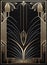 Gold and Black Art Deco Wall Art Vertical Poster Art Nouveau. Generative AI