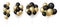 Gold black balloons. glittered balloon bunch, isolated flying festive decoration. realistic 3d birthday wedding sale or