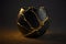 Gold Black Bowl, Golden Luxury Vase, Vantablack Mockup with Gold Metal Pattern, Generative AI Illustration