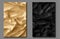 Gold and black cloth. 3d realistic textures, vector set. isolated on transparent background