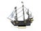 Gold and Black Color Classic Pirate Ship Model in White Isolated Background