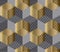 Gold and black geometry hexagon seamless fabric sample.