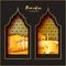 Gold Black Origami Mosque Window Ramadan Kareem Greeting card