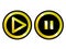 Gold black play pause button icon vector