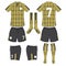 Gold and black soccer jersey with sock and short mock up