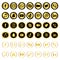 Gold & black social media icons set