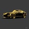 Gold And Black Sports Car On Black Background - Classic Japanese Simplicity