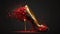 gold and black stiletto heels on a black background women\\\'s day, eight march scrapbooking gold glitter bokeh red,