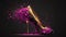 gold and black stiletto heels on black background women\\\'s day, Eight of March scrapbooking pink gold bokeh glitter,