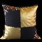 A gold and black themed throw pillow on satin fabric created with generative Ai