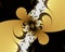 Gold black vivid fractal, flowery elegant sparkling contrasts lights, texture, abstract background