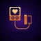 Gold Blood pressure icon isolated on black background. Vector