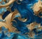 Gold and blue artsy textured background wallpaper. Generative AI illustrator