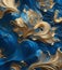 Gold and blue artsy textured background wallpaper. Generative AI illustrator