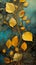 Gold Blue Background Closeup Tree Yellow Leaves Dried Vines Petals Interconnections Diagrams Lighting Aquatic Falling Withered