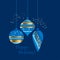 Gold and blue bauble xmas design element