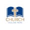 Gold and Blue Christian Church Logo Design