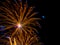 Gold and blue large burst.Spectacular fireworks