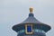 Gold and blue ornate roof dome on Chinese Temple of Heaven Beijing