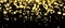 Gold blurred banner on black background. Glittering falling confetti backdrop. Golden shimmer texture for luxury design