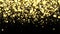 Gold blurred border on black background. Glittering falling confetti backdrop. Golden shimmer texture for luxury design