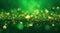 Gold bokeh on abstract emerald green background