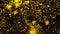 Gold bokeh graphics, 3D science fiction backgrounds of glowing particles with deep depth and bokeh. Line and square particles,