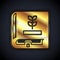 Gold Book about seeds icon isolated on black background. Vector