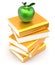 Gold books textbooks stack golden yellow apple green icon