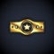 Gold Boxing belt icon isolated on black background. Belt boxing sport championship winner fight award. Vector