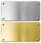 Gold or brass metal plaque with rivets isolated