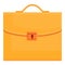 Gold briefcase icon, cartoon style