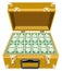 Gold briefcase with money