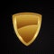 Gold brightly shield glowing security protection logo