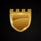 Gold brightly shield glowing security protection logo