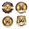 Gold and Brown Anniversary Badges 90th Years Celebration