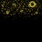 Gold bubbles droplet shiny scatter splashing and falling celebration confetti party on black abstract background vector